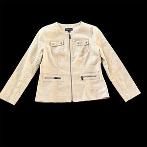 Dana Buchman 6 linen lined sport jacket pocket zip boho lagenlook career neutral